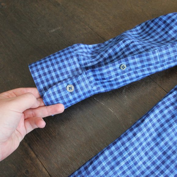 CANALI Blue Checked Dress Shirt - Picture 3 of 5